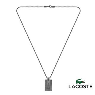 ラコステ(LACOSTE)のラコステ LACOSTE テニスコートコレクション ネックレス アクセサリー ペンダント 2040078 ロゴ わに ワニ プレート タグ カジュアル 男性 メンズ ガンメタ ガンメタル(ネックレス)