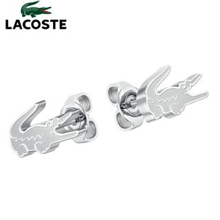 ラコステ(LACOSTE)のラコステ LACOSTE ピアス アクセサリー 2040050 スタッドピアス わに ワニ クロコダイル プレート シルバー カジュアル 女性 レディース ユニセックス ペア アクセ お揃い(ピアス)