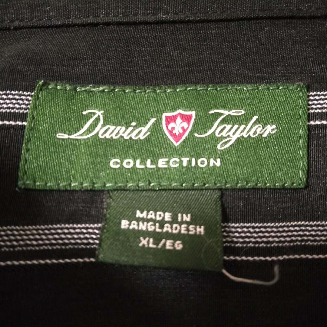 【David Taylor ストライプ柄シャツ XL ダークカラー 古着A661 メンズのトップス(シャツ)の商品写真