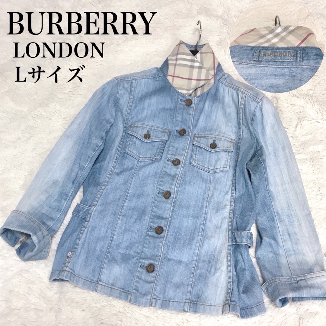 BURBERRY(バーバリー)の大きいサイズ BURBERRY ノバチェック デニムジャケット インディゴ レディースのジャケット/アウター(Gジャン/デニムジャケット)の商品写真