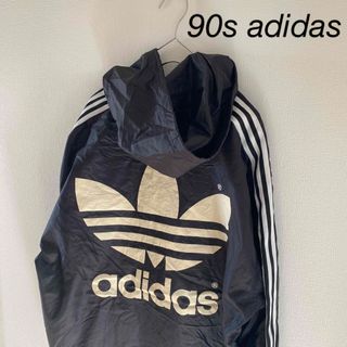 アディダス(adidas)の90sadidasアディダスナイロンジャケットメンズ長袖ブラックXL(ナイロンジャケット)