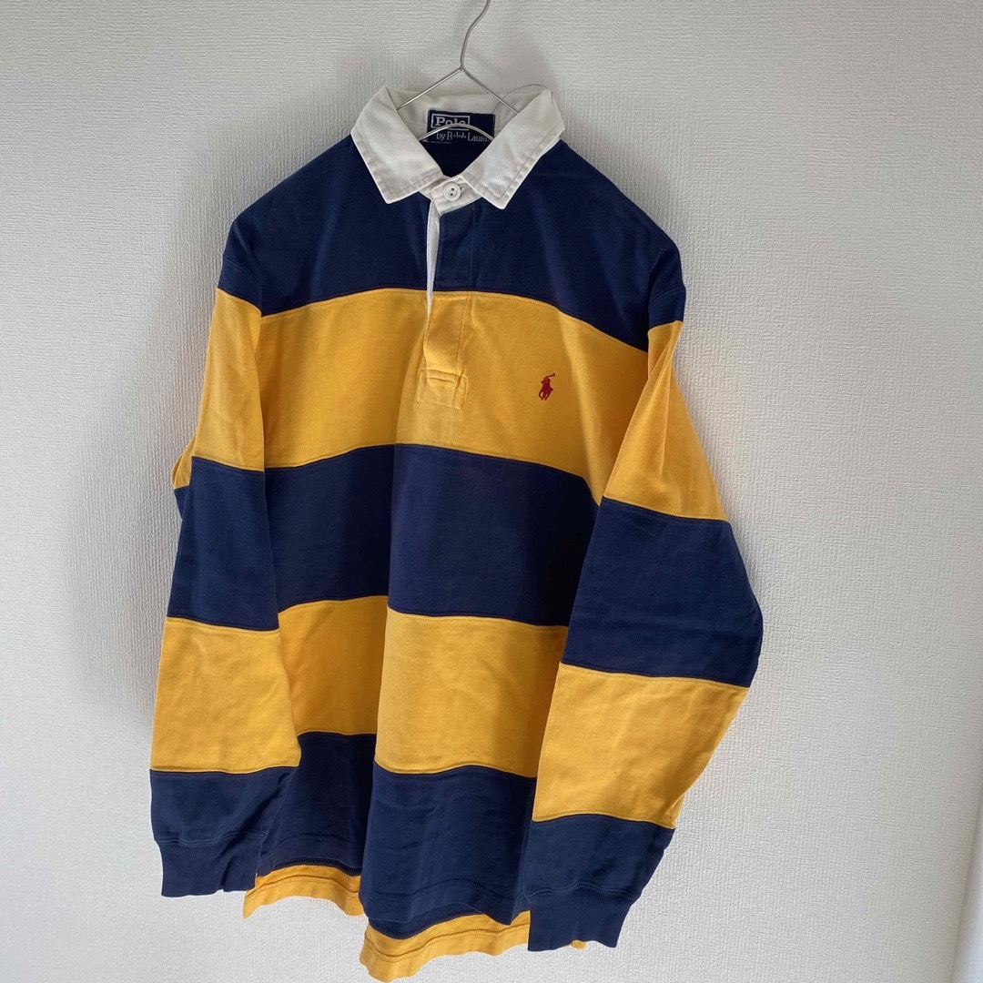 POLO RALPH LAUREN(ポロラルフローレン)のレアRalphLaurenラルフローレンボーダーラガーシャツメンズ長袖mブルー黄 メンズのトップス(シャツ)の商品写真