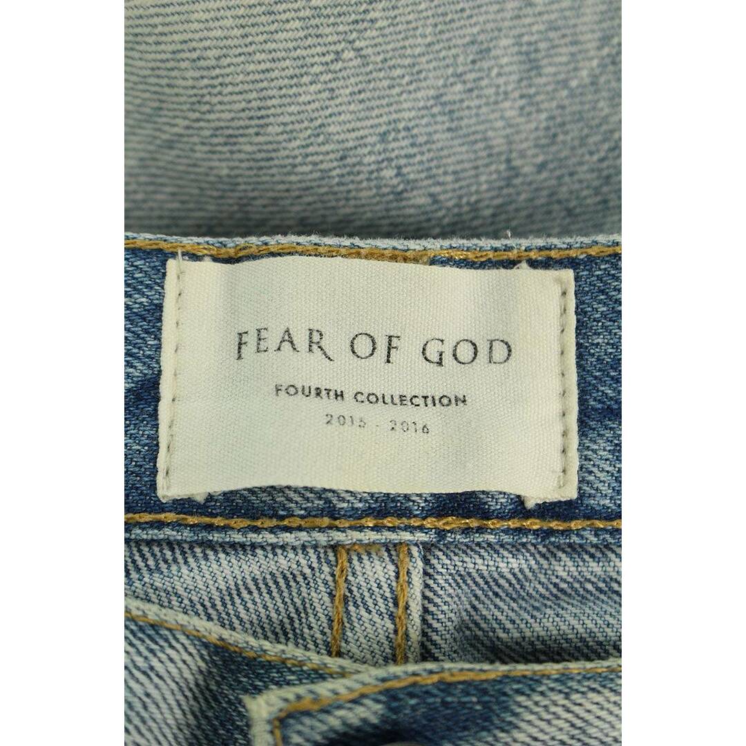 FEAR OF GOD(フィアオブゴッド)のフィアオブゴッド  FOURTH COLLECTION クラッシュ加工裾ジップデニムパンツ メンズ 28インチ メンズのパンツ(デニム/ジーンズ)の商品写真