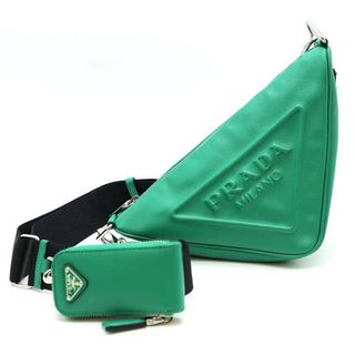 プラダ(PRADA)のPRADA プラダ Triangle Bag トライアングル エンボスショルダーバッグ グリーン  1BH190(ショルダーバッグ)