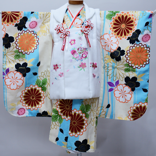 七五三 三歳 女児 被布着物フルセット 被布に刺繍入り 豪華絢爛 NO39767(和服/着物)