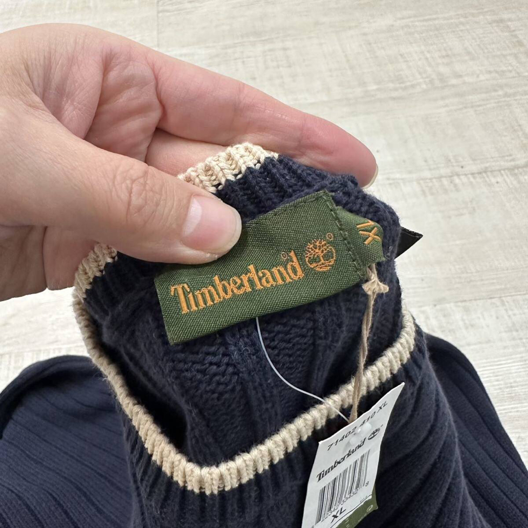 Timberland(ティンバーランド)の未使用 ティンバーランド 袖 ロゴ コットン リブ ニット プルオーバー XL メンズのトップス(ニット/セーター)の商品写真