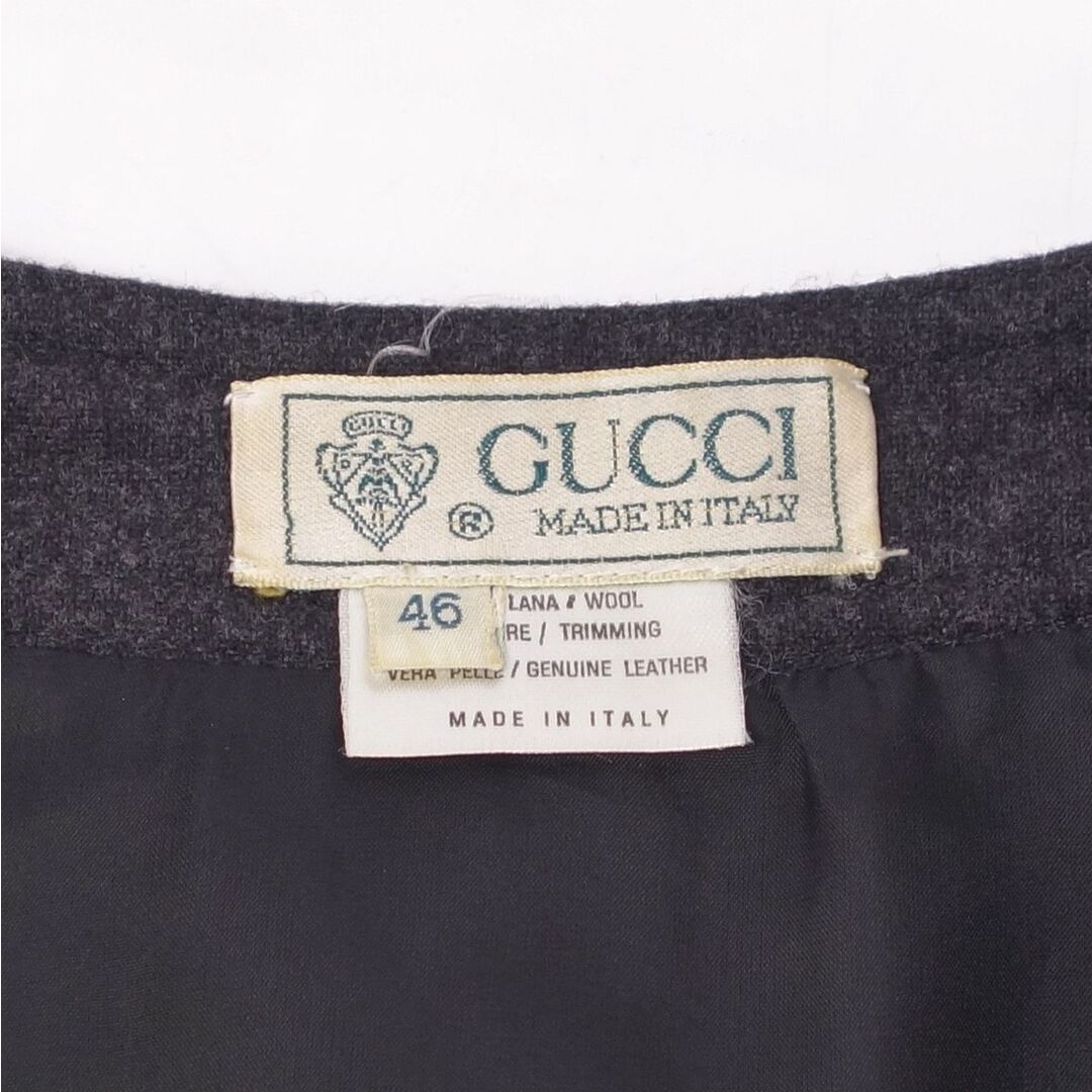 Gucci(グッチ)の美品 Vintage グッチ GUCCI ワンピース ドレス ロングスリーブ 長袖 ウール 無地 トップス レディース 46(L相当) グレー レディースのワンピース(ひざ丈ワンピース)の商品写真