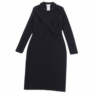 マックスマーラ(Max Mara)の美品 マックスマーラ Max Mara ニット ワンピース ドレス ダブルブレスト 無地 ウール トップス レディース S ブラックグレー(ひざ丈ワンピース)