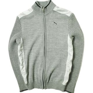 プーマ(PUMA)のPUMA プーマ GOLF ナイロン切り替え ニットブルゾン 902235 M グレー ゴルフ ジップアップ ジャケット アウター【中古】【PUMA】(ブルゾン)