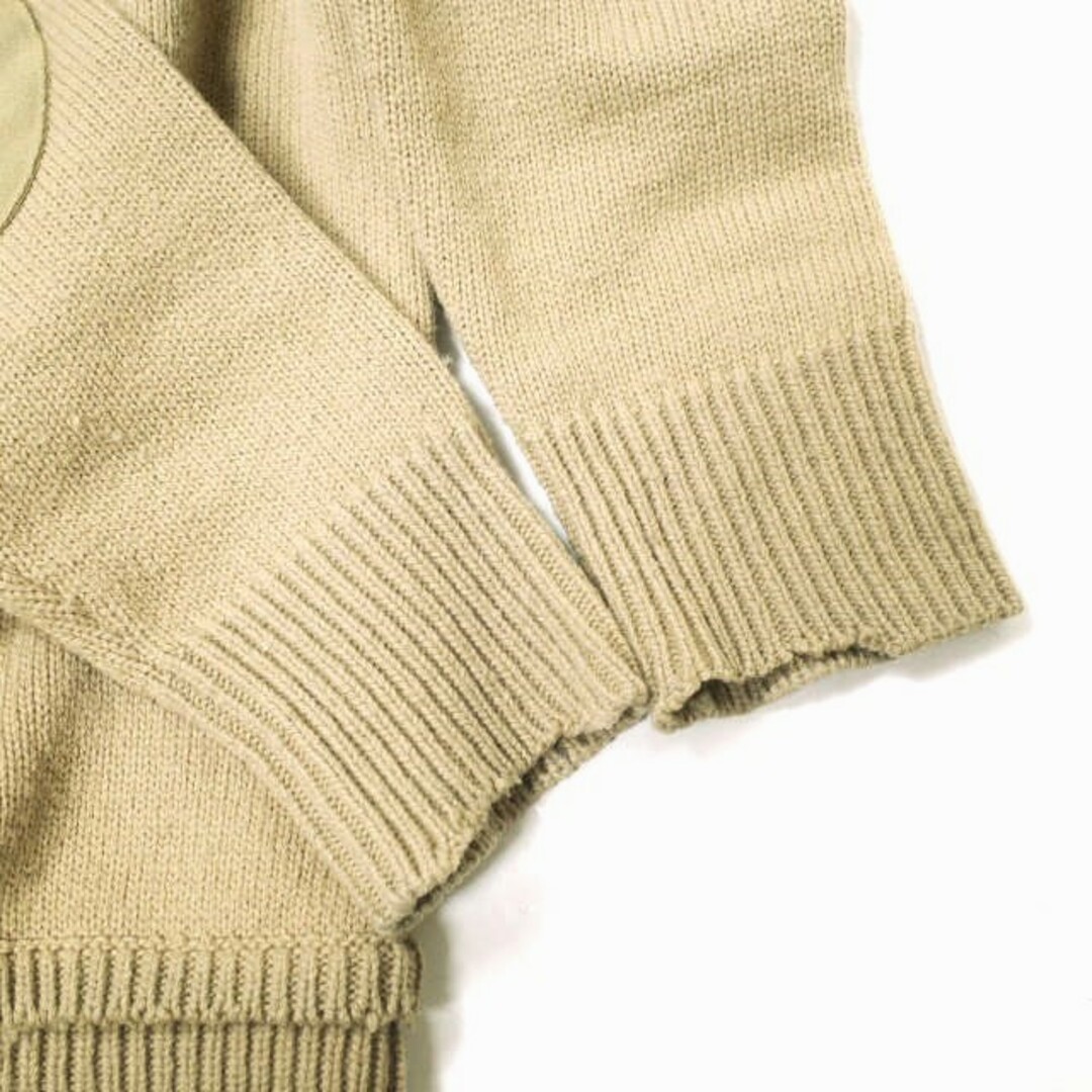 MAISON MARGIELA 4 14 メゾンマルジェラ 22AW イタリア製 Elbow Patch Crew Neck Sweater 5G  エルボーパッチクルーネックニット SI1GP0001 S18064 S BEIGE セーター レイヤード スエード プルオーバー マルタン ...