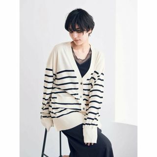 イェッカヴェッカ(YECCA VECCA)の【ボーダー】Vネックニットカーディガン/24SS(カーディガン)