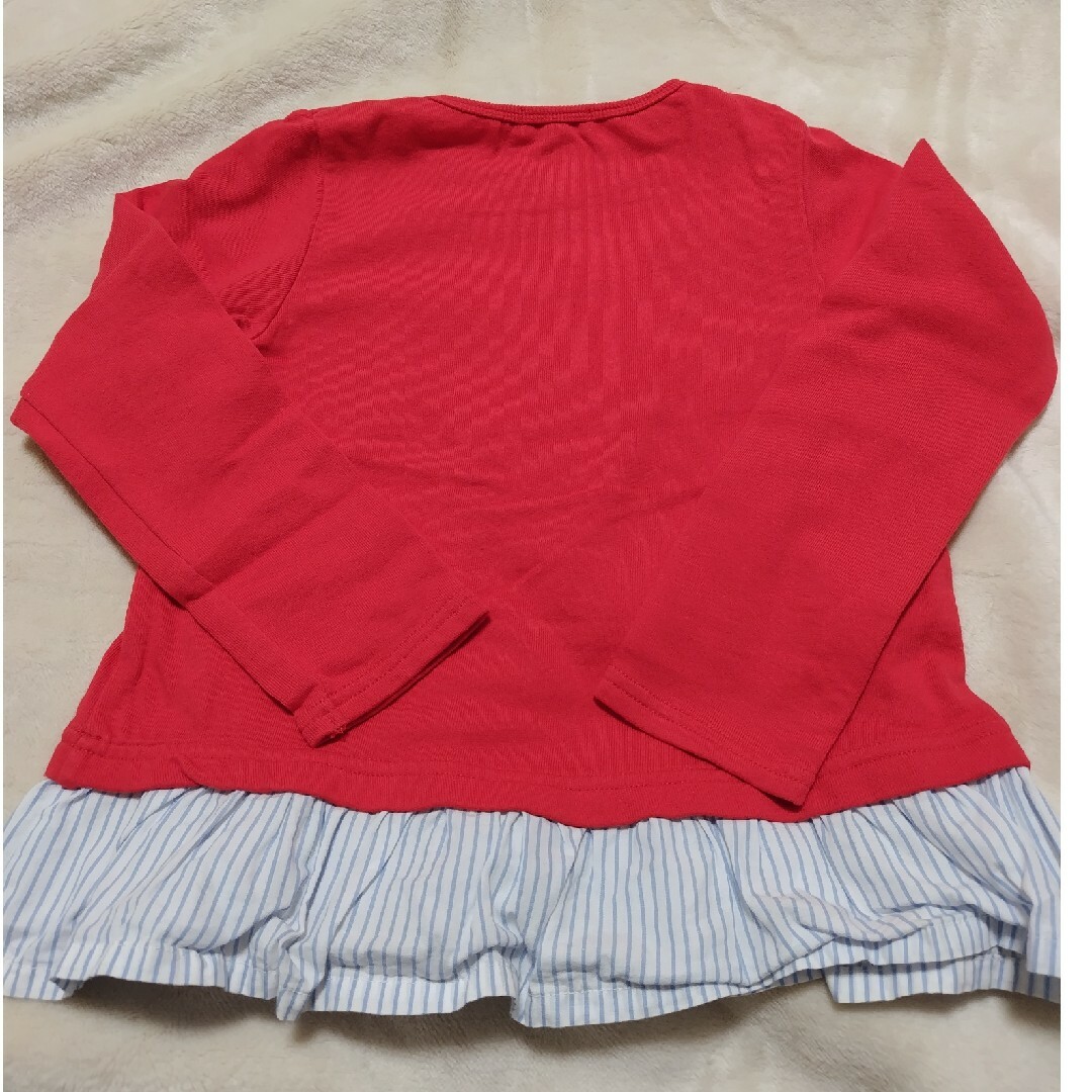 SLAP SLIP(スラップスリップ)のSLAP SLIP 薄手トレーナー赤ハート 120cm キッズ/ベビー/マタニティのキッズ服女の子用(90cm~)(Tシャツ/カットソー)の商品写真