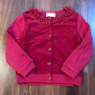 シャーリーテンプル(Shirley Temple)のシャーリーテンプル⭐︎パールカーディガン110⭐︎ボルドー赤長袖100のお子様も(Tシャツ/カットソー)