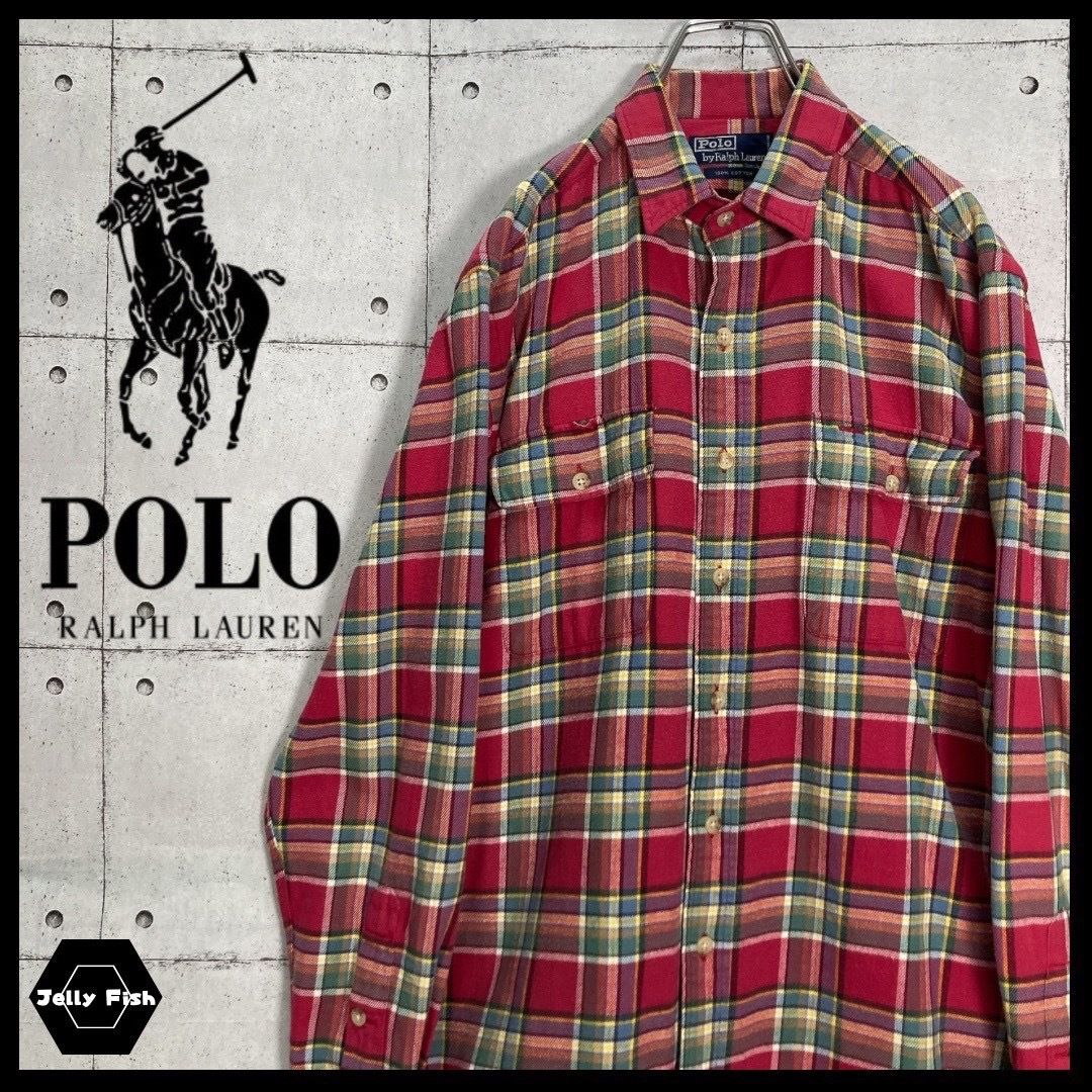 POLO RALPH LAUREN(ポロラルフローレン)の【希少カラー】90-00s ポロラルフローレン コットン チェック ネルシャツ メンズのトップス(シャツ)の商品写真