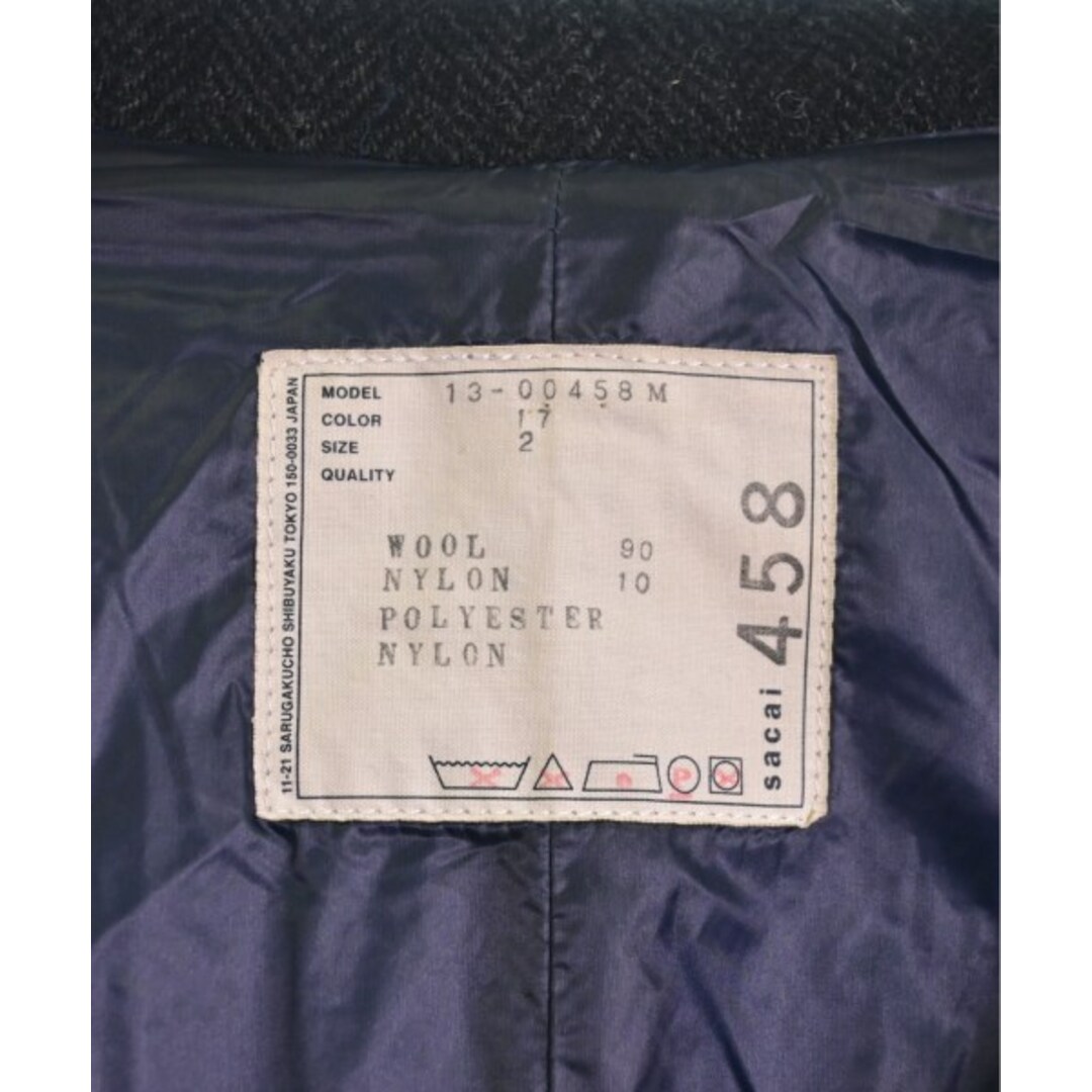sacai(サカイ)のsacai サカイ チェスターコート 2(M位) 黒(ヘリンボーン) 【古着】【中古】 メンズのジャケット/アウター(チェスターコート)の商品写真