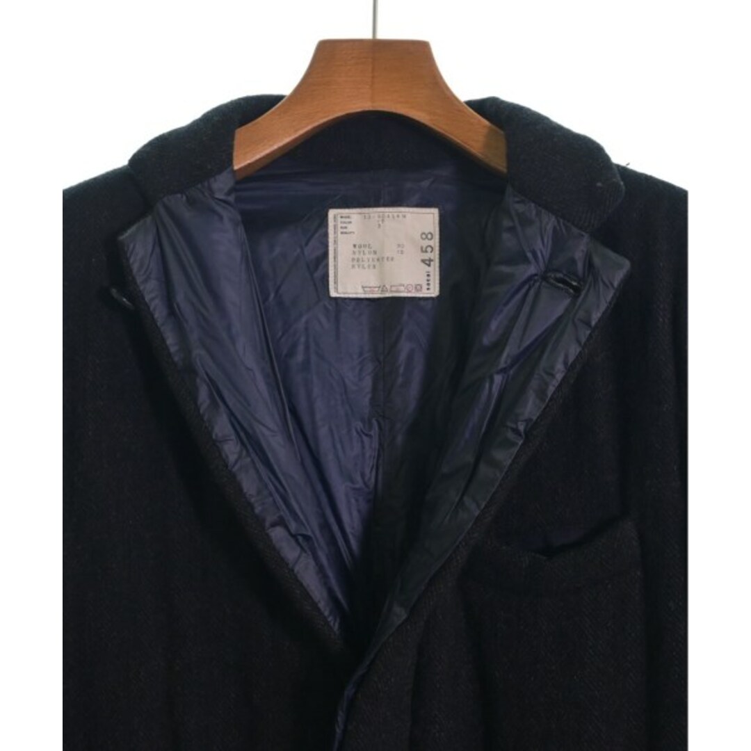 sacai(サカイ)のsacai サカイ チェスターコート 2(M位) 黒(ヘリンボーン) 【古着】【中古】 メンズのジャケット/アウター(チェスターコート)の商品写真