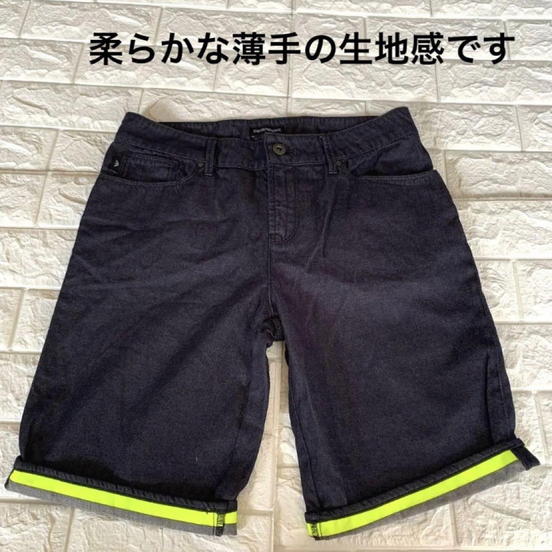 ARMANI JUNIOR(アルマーニ ジュニア)の美品　166 アルマーニ　柔らかな薄手の生地　デニム　ハーフパンツ キッズ/ベビー/マタニティのキッズ服男の子用(90cm~)(パンツ/スパッツ)の商品写真