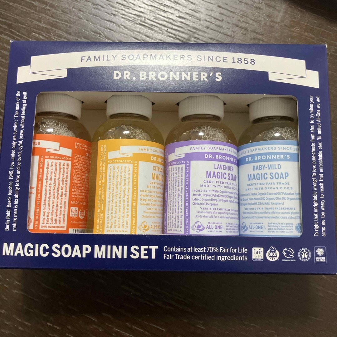 Dr.Bronner(ドクターブロナー)のドクターブロナー マジックソープ ミニセット 59ml×4本 コスメ/美容のボディケア(ボディソープ/石鹸)の商品写真