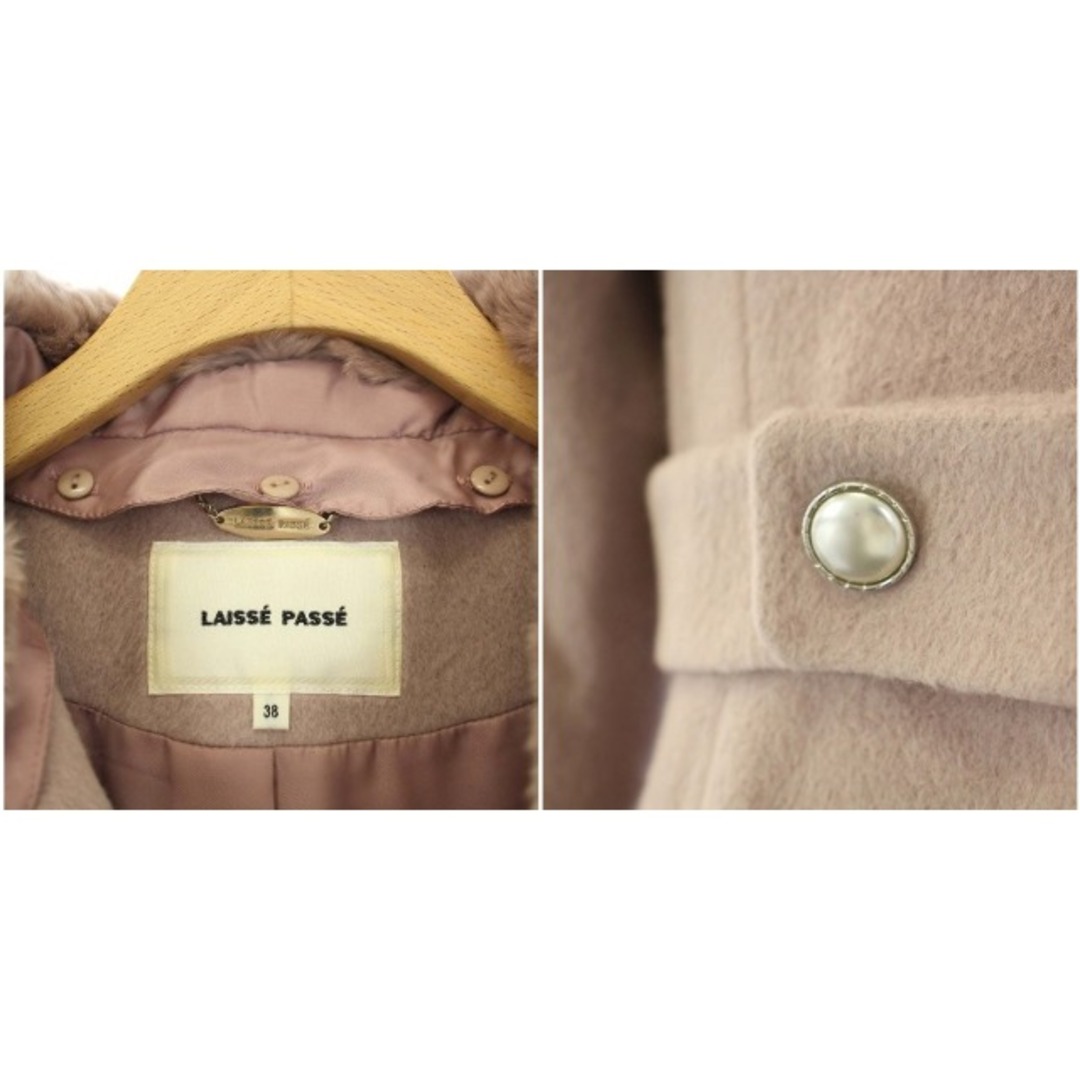 LAISSE PASSE(レッセパッセ)のレッセパッセ ロングコート ノーカラー 2WAY アウター ラ38 M ピンク レディースのジャケット/アウター(その他)の商品写真