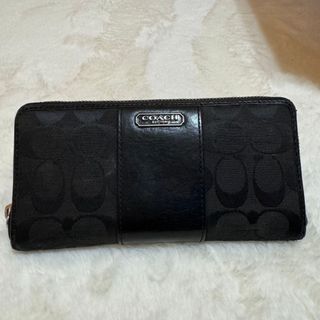 コーチ(COACH)のCOACH  コーチ　長財布　ラウンドジップ　キャンバス　レザー　シグネチャー(財布)