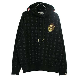 アベイシングエイプ(A BATHING APE)のA BATHING APE×MCM ア ベイシング エイプ エムシーエム 24SS SHARK PULLOVER HOODIE プルオーバーシャークパーカー  ブラック L(パーカー)