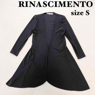 リナシメント(RINASCIMENTO)の【美品】リナシメント　ロング丈カーディガン　ブラック　高級イタリア製　S(カーディガン)