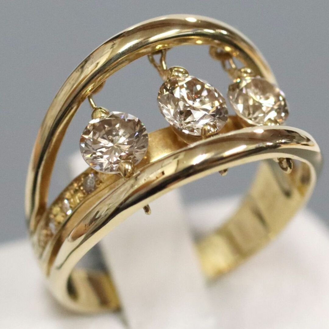 K18ブラウンダイヤモンドリング D1.00 D0.05 4.5g #9 レディースのアクセサリー(リング(指輪))の商品写真