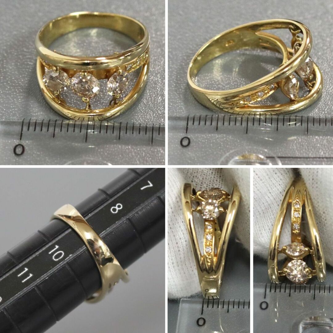 K18ブラウンダイヤモンドリング D1.00 D0.05 4.5g #9 レディースのアクセサリー(リング(指輪))の商品写真