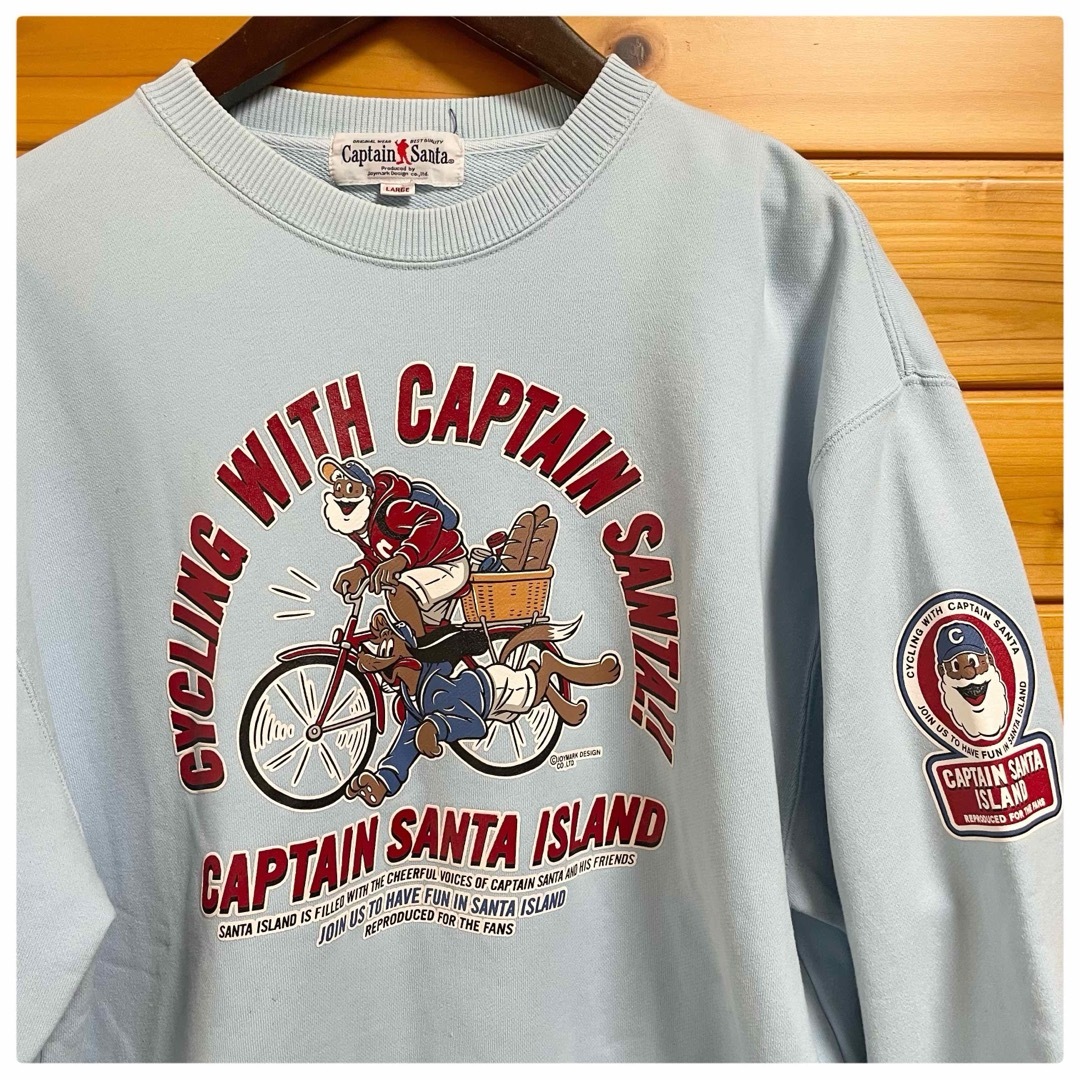 CAPTAIN SANTA(キャプテンサンタ)のCaptainSantaサイクリング柄メンズ スウェット トレーナー 水色 L メンズのトップス(スウェット)の商品写真