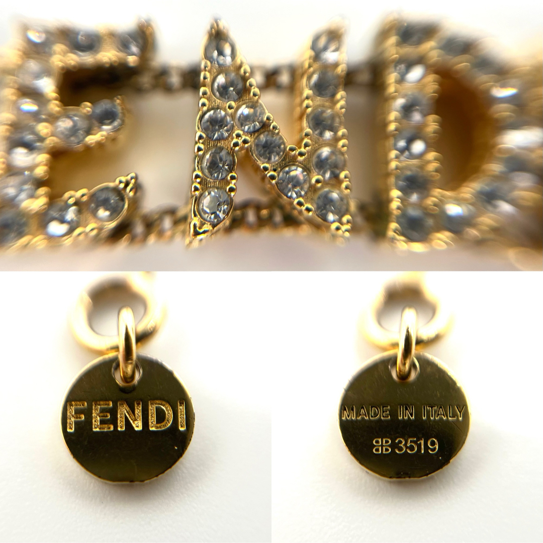 FENDI(フェンディ)のフェンディ ロゴ 二重巻き ブレスレット ゴールドカラー ジルコニア クリスタル レディースのアクセサリー(ブレスレット/バングル)の商品写真