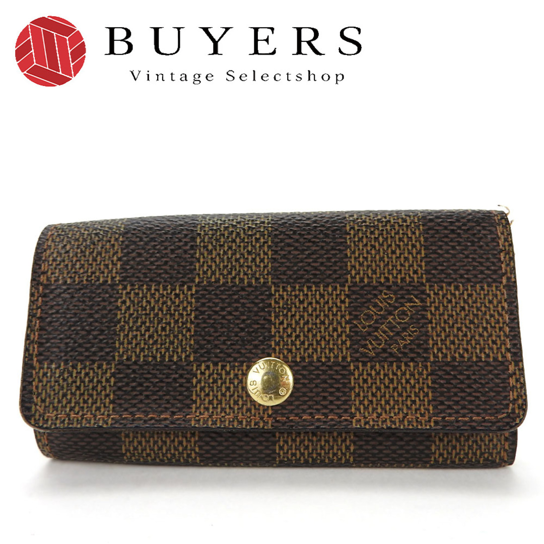 LOUIS VUITTON(ルイヴィトン)の【中古】 ルイ・ヴィトン キーケース ミュルティクレ4 N62631 ダミエキャンバス エベヌ ブラウン ゴールド金具 4連 普段使い 小物 LOUIS VUITTON ハンドメイドのファッション小物(キーケース/名刺入れ)の商品写真