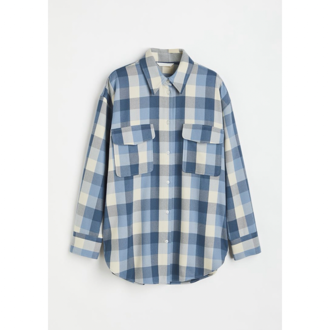 H&M(エイチアンドエム)のH&M オーバーサイズ　ツイルチェックシャツ レディースのトップス(シャツ/ブラウス(長袖/七分))の商品写真