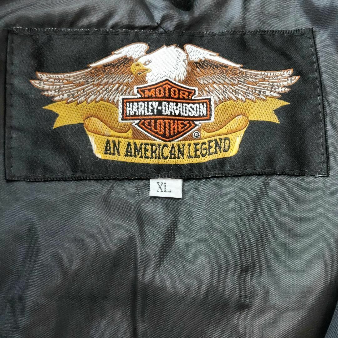 Harley Davidson(ハーレーダビッドソン)のUSA製 ハーレーダビッドソン ロゴ刺繍ナイロンジャケット XL ブラック 黒 メンズのジャケット/アウター(ナイロンジャケット)の商品写真