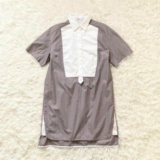 アドーア(ADORE)の【極美品】アドーア ADORE シャツ チュニック ブラウス グレー 日本製(シャツ/ブラウス(半袖/袖なし))