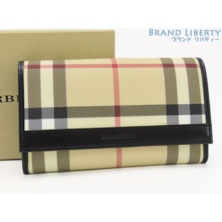 バーバリー(BURBERRY)のほぼ新品バーバリーロンドンヘイマーケットチェック二つ折り財布コンパクト(財布)