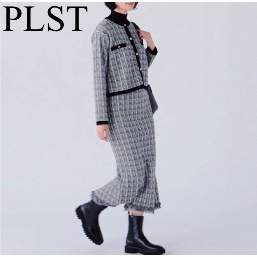 PLST(プラステ)の23S/S PLST ツイード ニット カーディガン スカート セットアップ  レディースのレディース その他(セット/コーデ)の商品写真