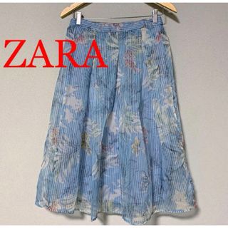 ザラ(ZARA)のZARABASIC チュールシースルーフレアスカート ミディアム膝丈シアー(ひざ丈スカート)