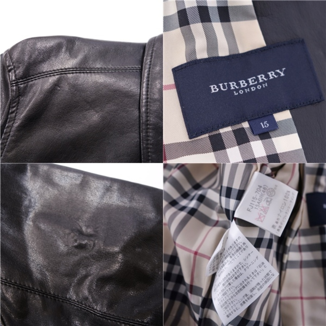 BURBERRY(バーバリー)のバーバリー ロンドン BURBERRY LONDON ジャケット ボタンフライ 裏チェック フェイクレザー アウター レディース 15(L相当) ブラック レディースのジャケット/アウター(その他)の商品写真