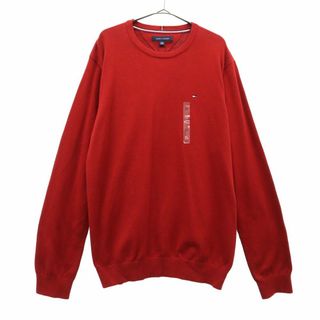 トミーヒルフィガー(TOMMY HILFIGER)のトミーヒルフィガー 未使用 長袖 セーター XL レッド TOMMY HILFIGER タグ付き ニット メンズ 古着 【240219】(ニット/セーター)