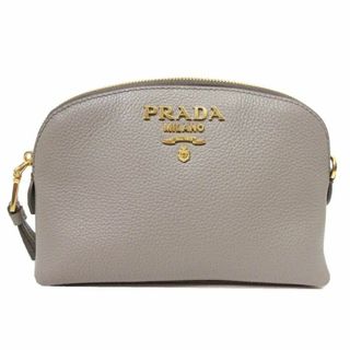 プラダ(PRADA)の【新品】プラダ ポーチ PRADA レザー 金具ロゴ 1ND005 VIT.DAINO / ARGILLA (グレー系) アウトレット レディース(ポーチ)