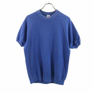 JERZEES - ジャージーズ 80s USA製 綿ポリ 半袖 Tシャツ L ブルー系 JERZEES 裏起毛 オールド ヴィンテージ メンズ 古着 【240219】 メール便可