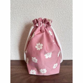 コップ袋 巾着袋 お花 ピンク(外出用品)