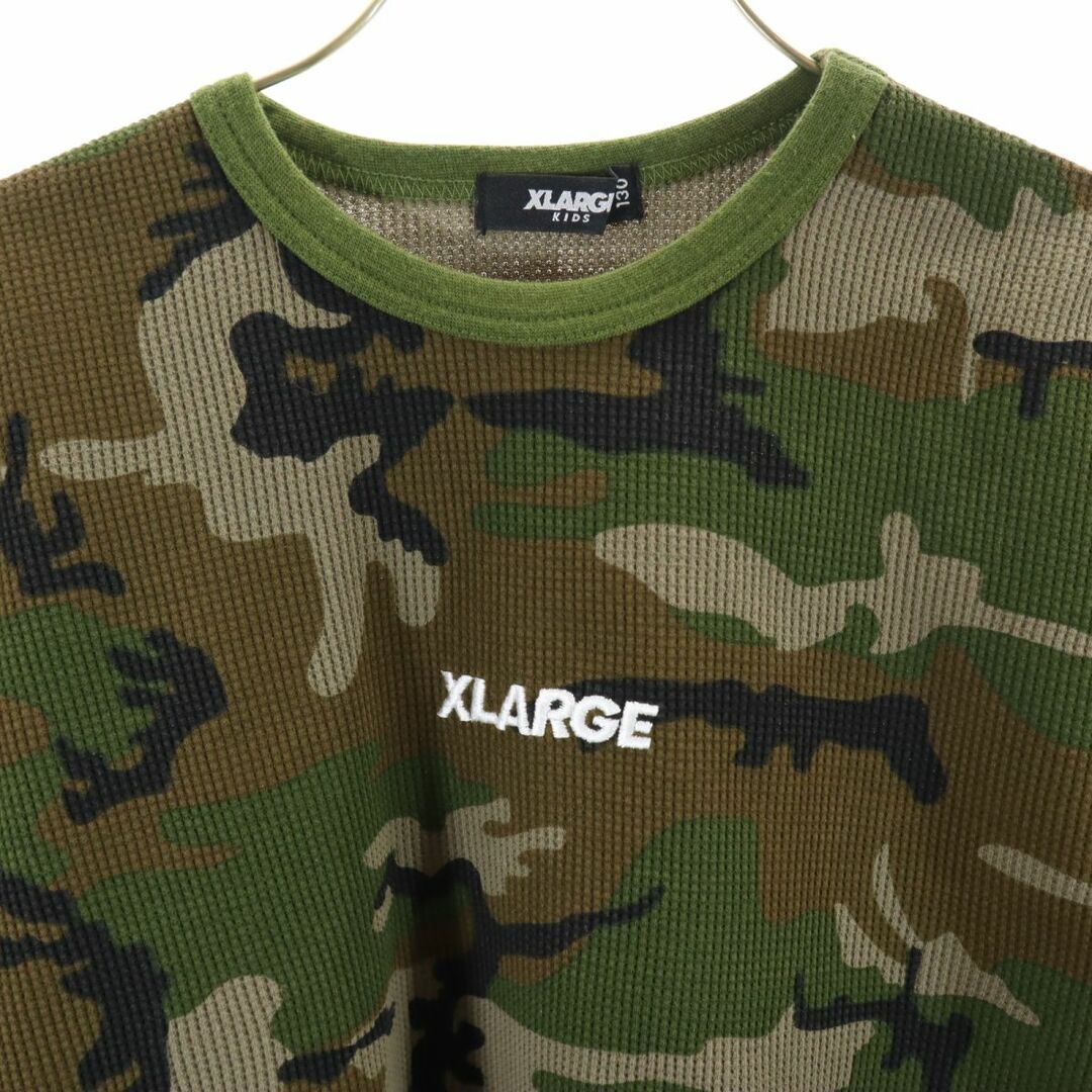 XLARGE(エクストララージ)のエクストララージ カモフラ 長袖 ワッフル地 Tシャツ 130 カーキ系 XLARGE ロンT キッズ 古着 【240219】 キッズ/ベビー/マタニティのキッズ服男の子用(90cm~)(Tシャツ/カットソー)の商品写真