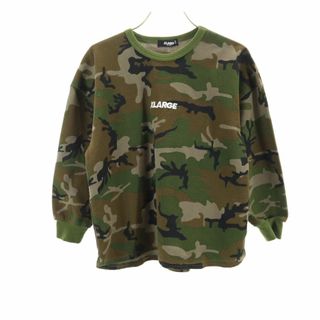 エクストララージ(XLARGE)のエクストララージ カモフラ 長袖 ワッフル地 Tシャツ 130 カーキ系 XLARGE ロンT キッズ 古着 【240219】(Tシャツ/カットソー)