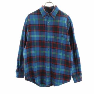 ランズエンド(LANDS’END)のランズエンド 90s チェック柄 長袖 ボタンダウン ネルシャツ M ブルー LANDS' END オールド ヴィンテージ メンズ 古着 【240219】(シャツ)