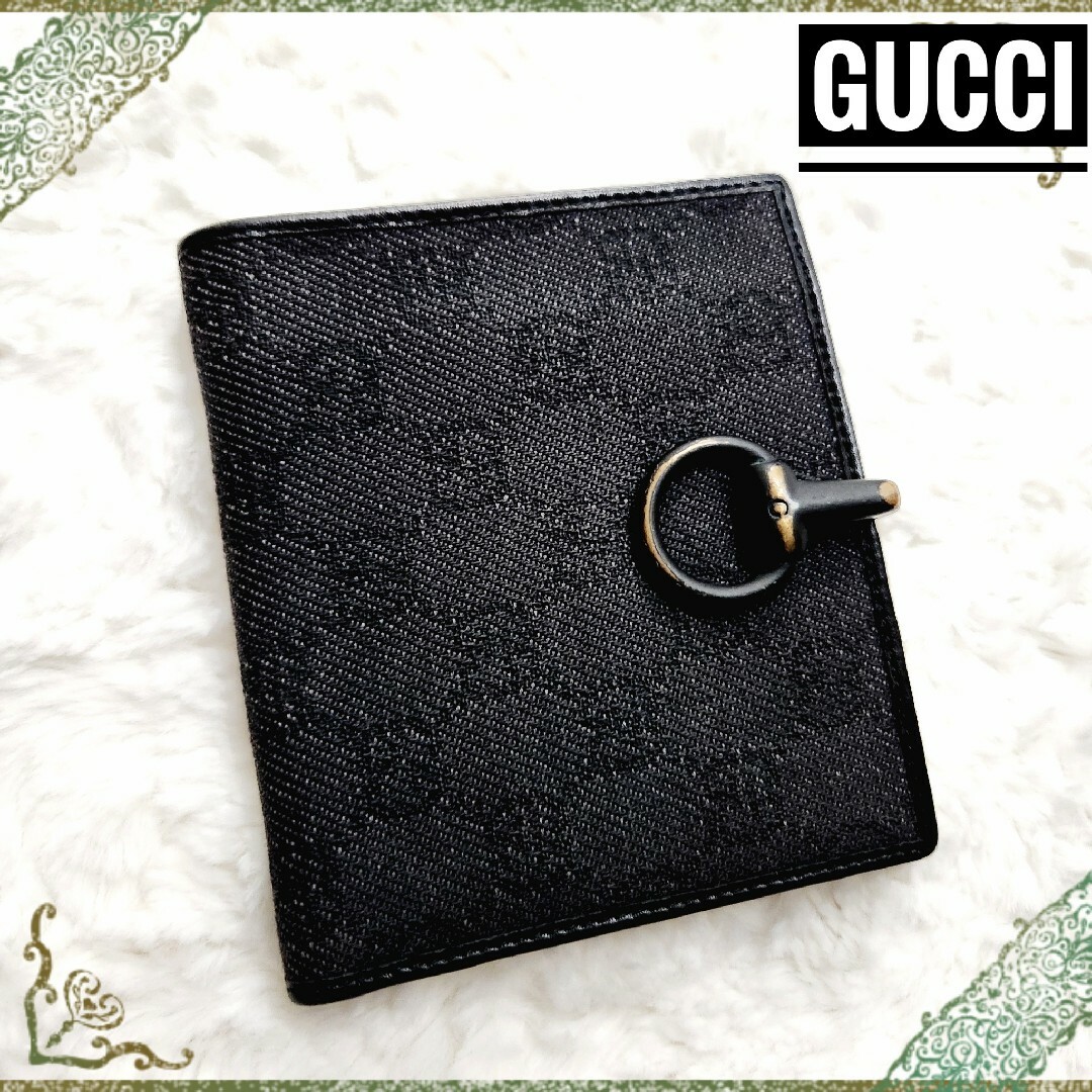 Gucci(グッチ)のGUCCI☆ホースビット GG柄キャンバス 二つ折り財布 ウォレット ブラック メンズのファッション小物(折り財布)の商品写真