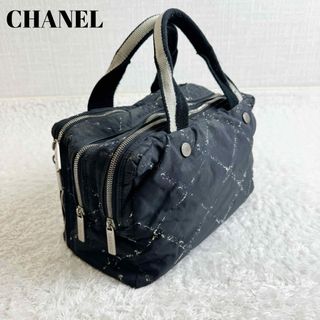 シャネル(CHANEL)のシャネル　ミニボストンバッグ　ナイロン　旧トラベルライン　ラウンドファスナー　黒(ボストンバッグ)