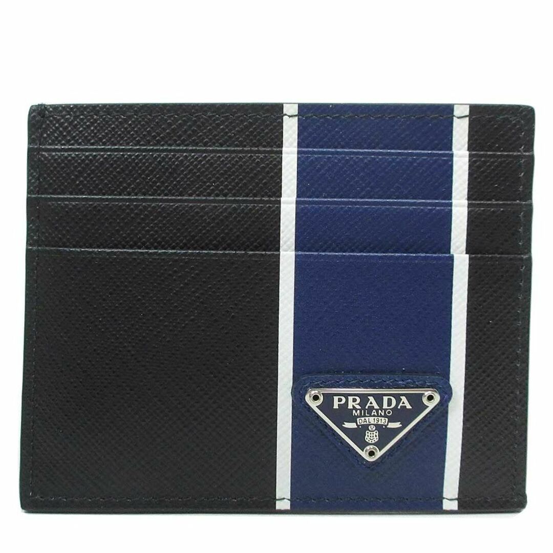 PRADA(プラダ)の【新品】プラダ 小物 カードケース PRADA サフィアーノ 三角プレート マチ無し カード入れ 2MC223 SAFFIANO COLOUR NERO+BLUETTE (ブラック×ブルー系) メンズ メンズのファッション小物(名刺入れ/定期入れ)の商品写真