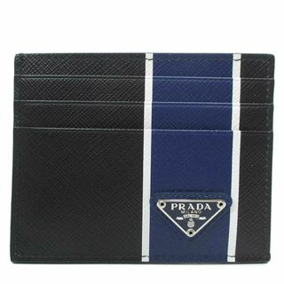 PRADA - 【新品】プラダ 小物 カードケース PRADA サフィアーノ 三角プレート マチ無し カード入れ 2MC223 SAFFIANO COLOUR NERO+BLUETTE (ブラック×ブルー系) メンズ