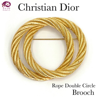 クリスチャンディオール(Christian Dior)のクリスチャン ディオール ツイストロープ ダブルサークル ピンブローチ ゴールド(ブローチ/コサージュ)